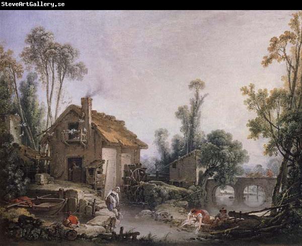 Francois Boucher Landscape with a Watermill